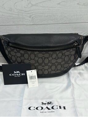 Coach Men’s League Belt Bag Signature Jacquard Charcoal/Black